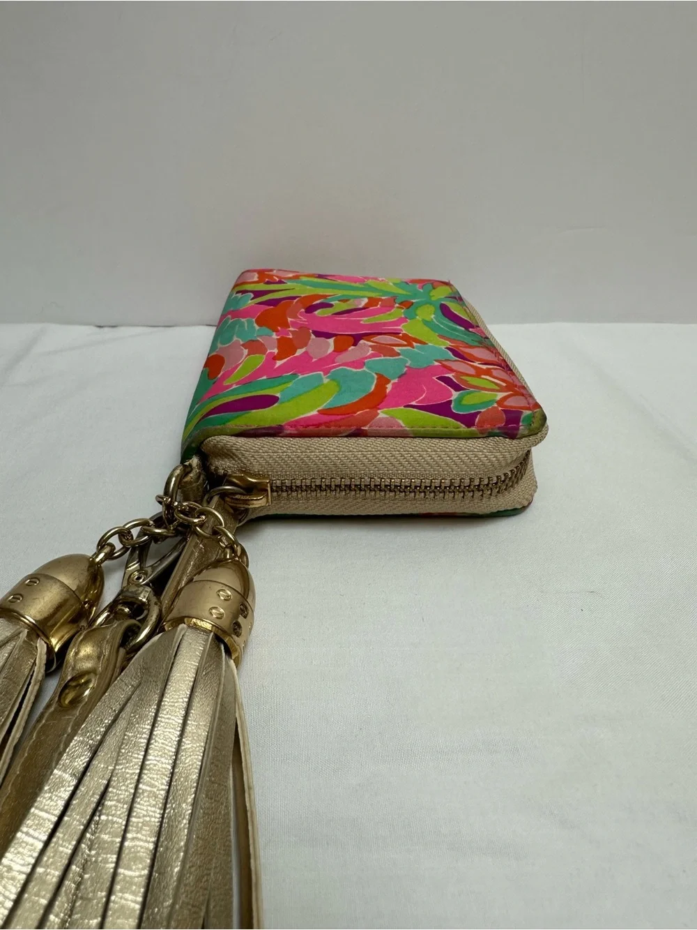Lilly Pulitzer Multicolor Floral Zip Wristlet Wallet with tassels
